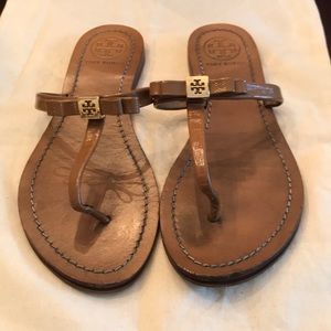 Tory Burch “Leighanne” sandals in tan.